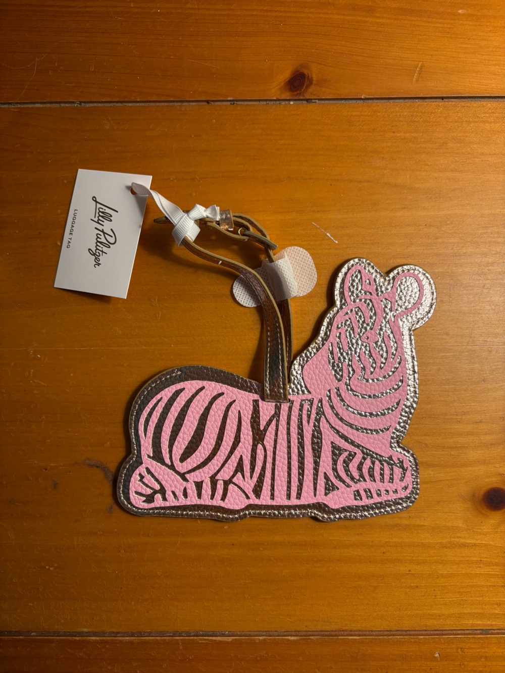 Lilly Pulitzer Pink and Silver Zebra Luggage Tag NWT